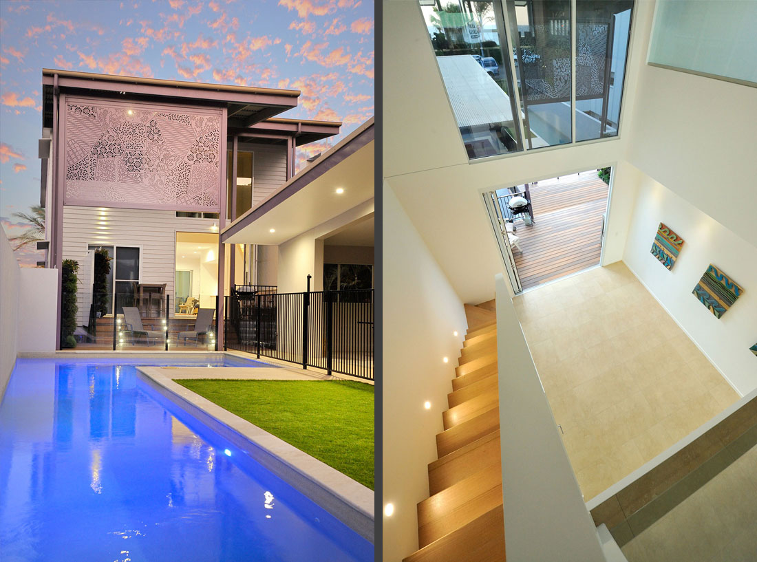 Timber stairs and lap pool